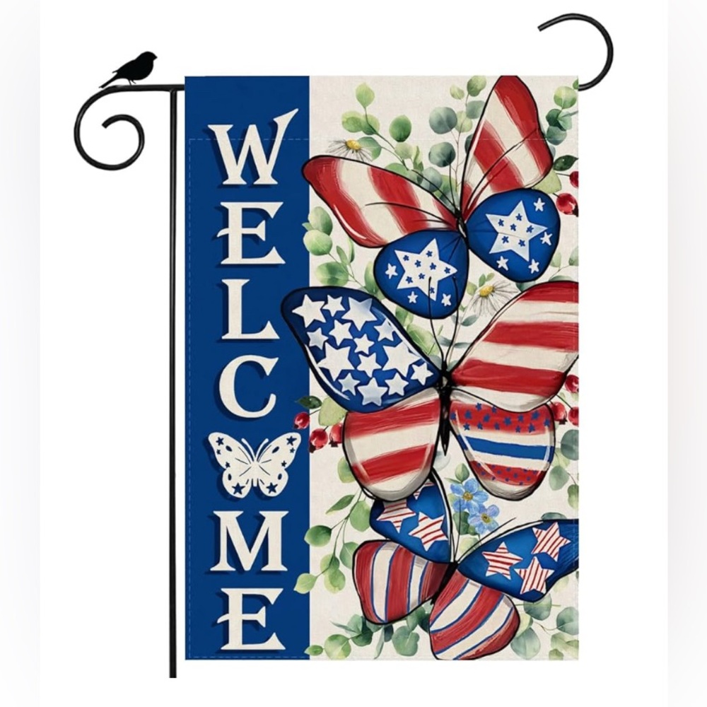Butterfly Welcome Flag